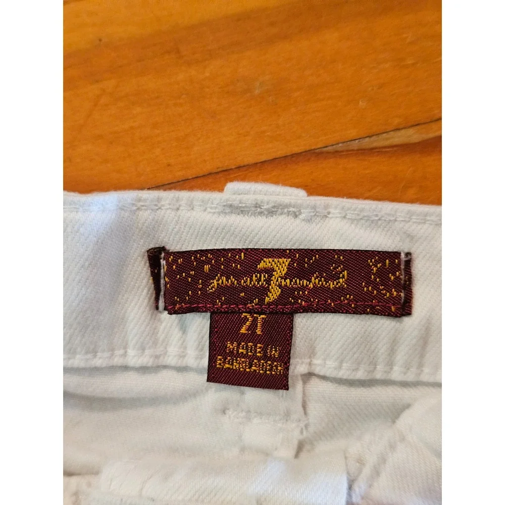 7‎ Seven for All Mankind Infant girls White Designer jeans Sz 2T EUC Adjustable
